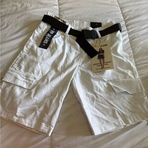 VIP White Cargo Shorts with Adjustable Waistband